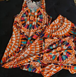 Venus Orange Geo-Print Sleeveless Women's Tank Top